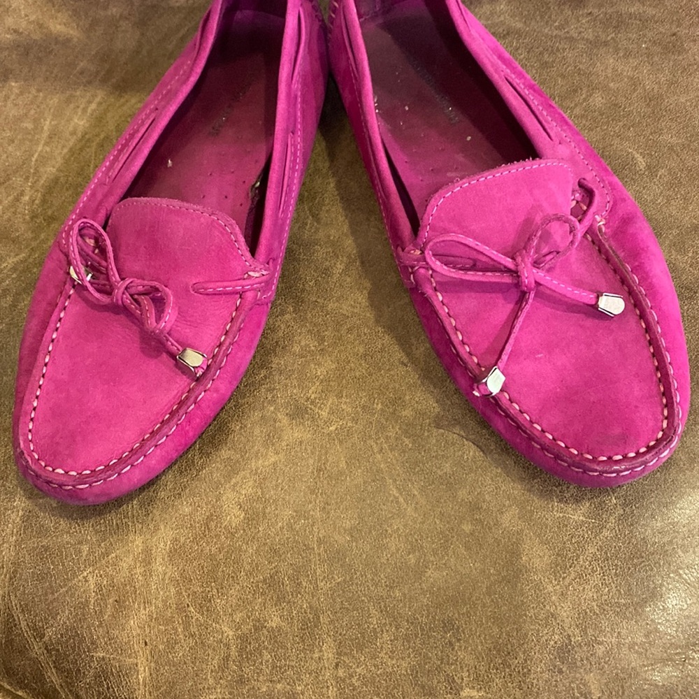 Saks 5th Ave cranberry suede flats (8B)